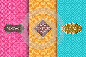 Set of Cute bright seamless patterns in art deco style. Vector illustration bright design.